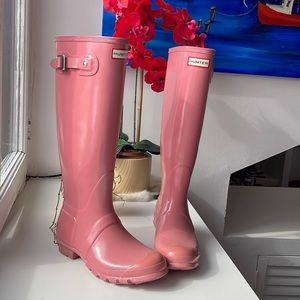 Hunter rubber boots pink